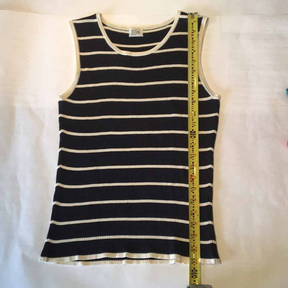 Navy Blue & Cream 100% Silk Sweater